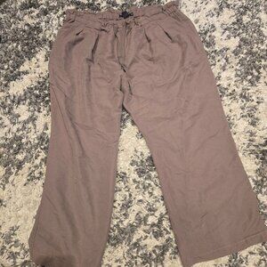 Denim 24/7 Women’s Paperbag Waist Wide Leg Pants | Size 22W | Taupe